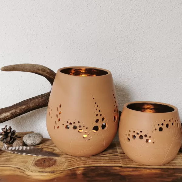 Windlicht, Naturton rotbraun,  Preis €32,- bis 38,- je nach Größe